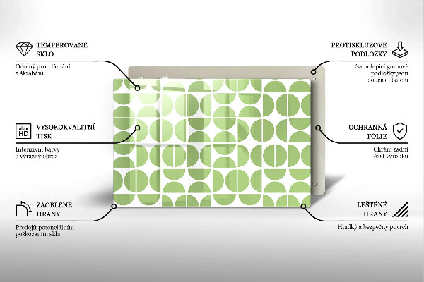 Tabla de cortar de vidrio Patrón de formas boho