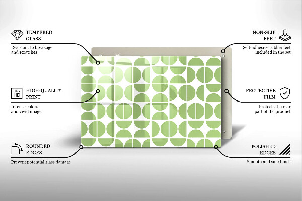 Tabla de cortar de vidrio Patrón de formas boho