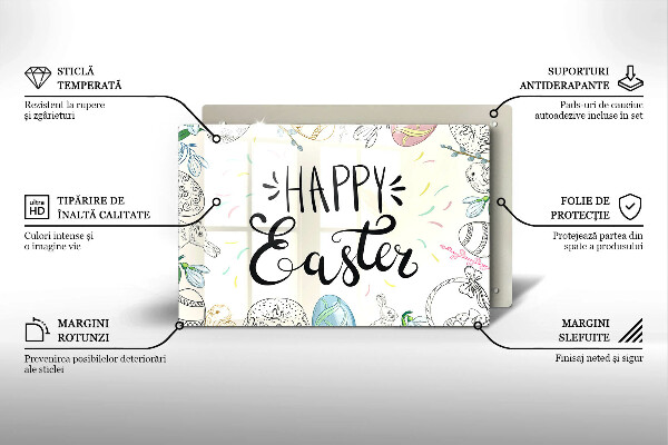 Tabla de cortar de vidrio Happy easter