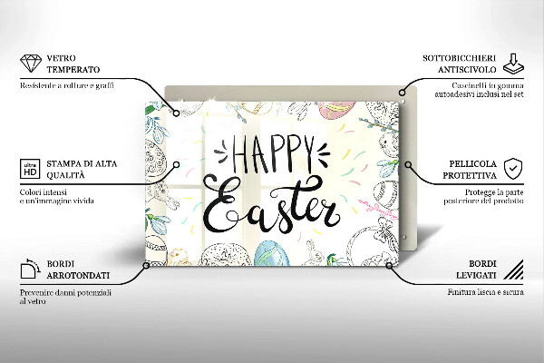Tabla de cortar de vidrio Happy easter