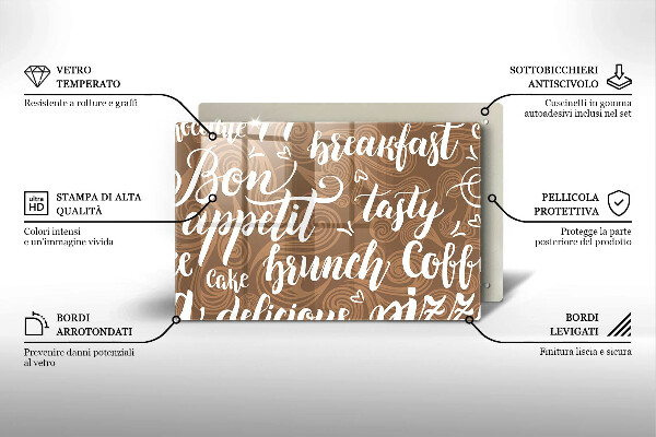 Tabla de cortar de vidrio Bon appetit subtítulos