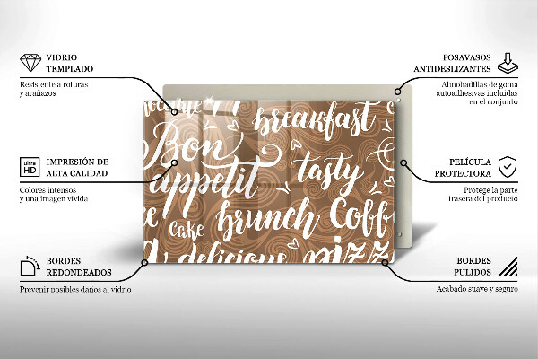 Tabla de cortar de vidrio Bon appetit subtítulos