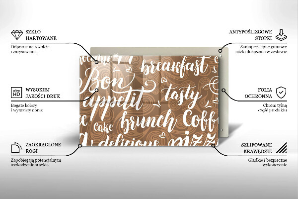 Tabla de cortar de vidrio Bon appetit subtítulos