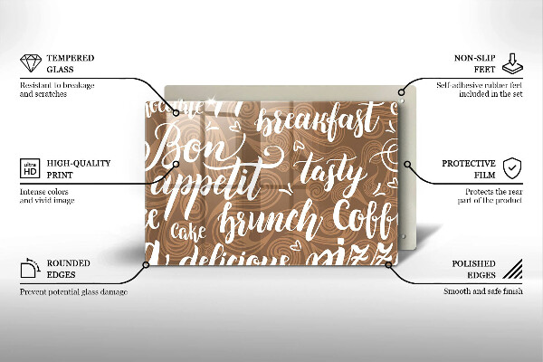 Tabla de cortar de vidrio Bon appetit subtítulos