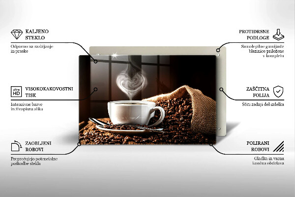 Tabla de cortar de vidrio Café y una taza