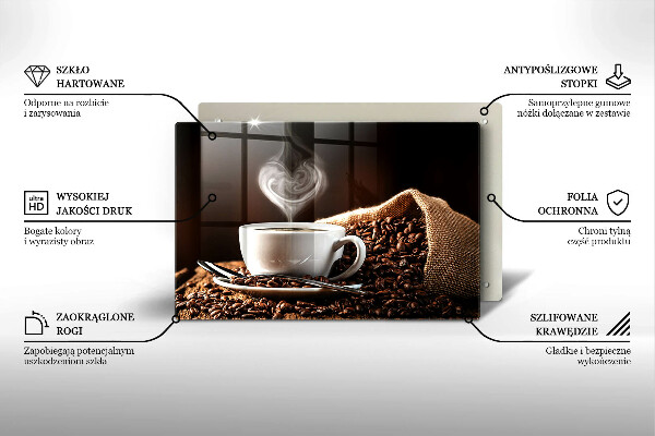 Tabla de cortar de vidrio Café y una taza