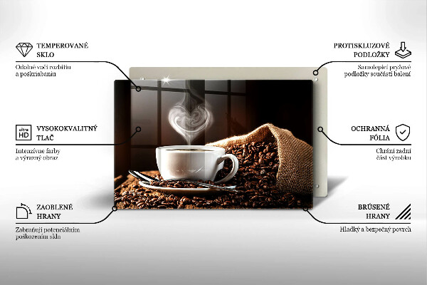 Tabla de cortar de vidrio Café y una taza