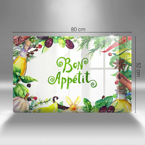 Tabla de cortar de vidrio Inscripción bon appetit