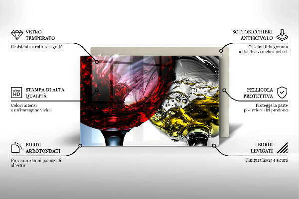 Tabla de cortar de vidrio Vasos de vino