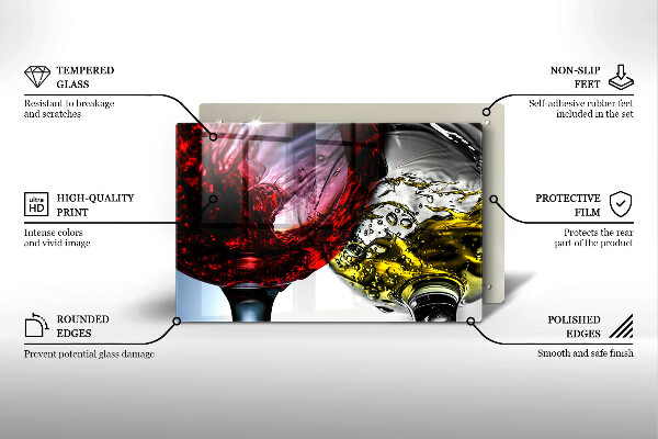 Tabla de cortar de vidrio Vasos de vino