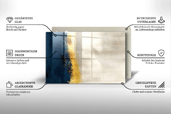 Tabla de cortar de vidrio Abstracción de oro