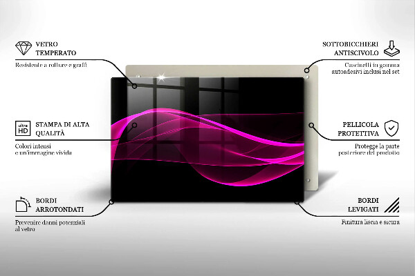 Tabla de cortar de vidrio Abstracción rosa