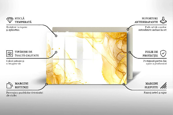 Tabla de cortar de vidrio Abstracción dorada