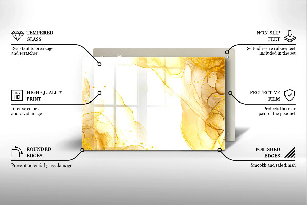 Tabla de cortar de vidrio Abstracción dorada