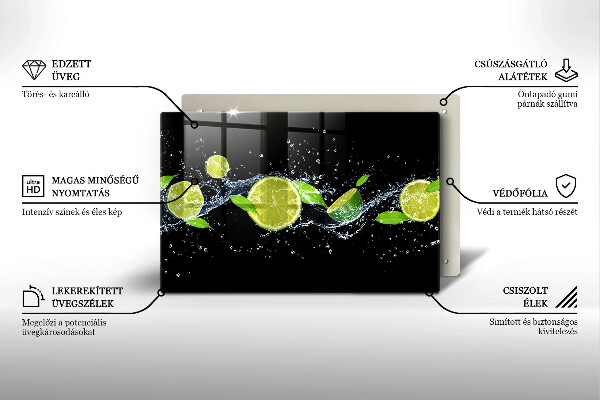 Tabla de cortar de vidrio Agua de lima y menta