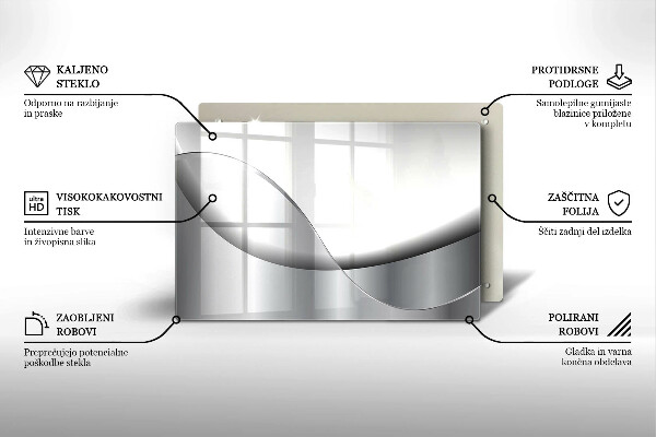 Tabla de cortar de vidrio Diseño de líneas abstractas