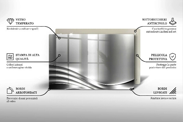 Tabla de cortar de vidrio Estructura metálica