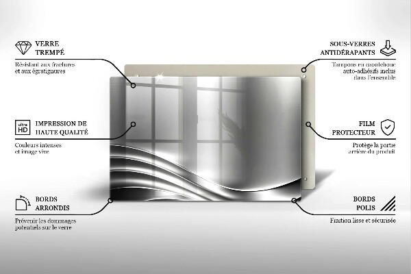 Tabla de cortar de vidrio Estructura metálica