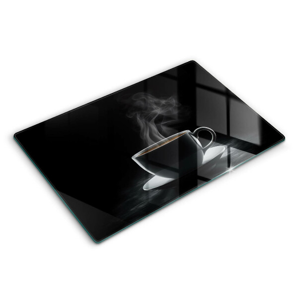 Tabla de cortar de vidrio Taza de café caliente