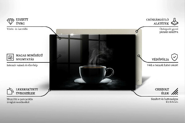 Tabla de cortar de vidrio Taza de café caliente