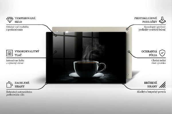 Tabla de cortar de vidrio Taza de café caliente