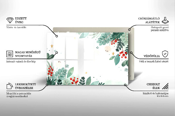 Tabla de cortar de vidrio Hojas de acuarela