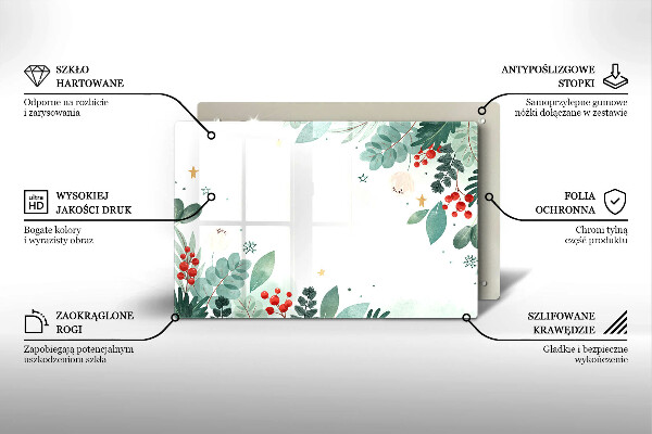 Tabla de cortar de vidrio Hojas de acuarela