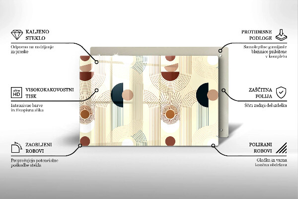 Tabla de cortar de vidrio Formas de geometría boho