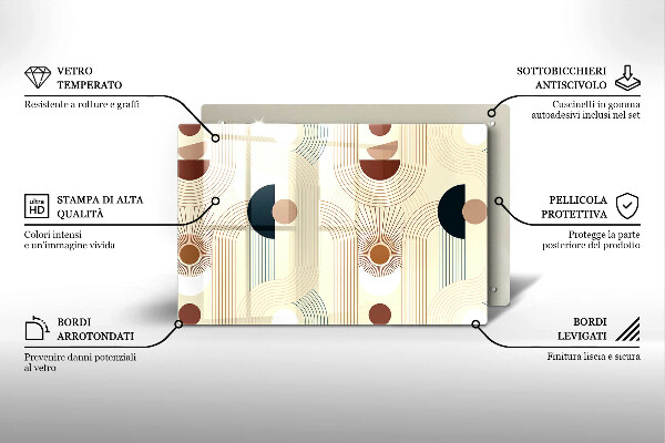 Tabla de cortar de vidrio Formas de geometría boho