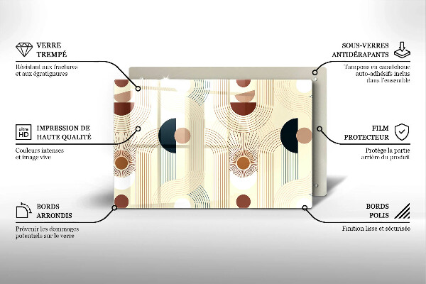 Tabla de cortar de vidrio Formas de geometría boho