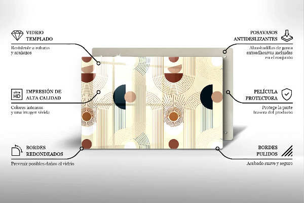 Tabla de cortar de vidrio Formas de geometría boho