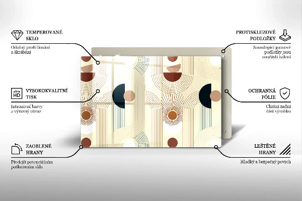 Tabla de cortar de vidrio Formas de geometría boho