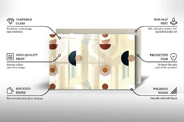 Tabla de cortar de vidrio Formas de geometría boho