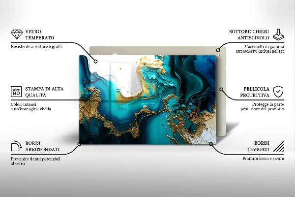 Tabla de cortar de vidrio Abstracción turquesa