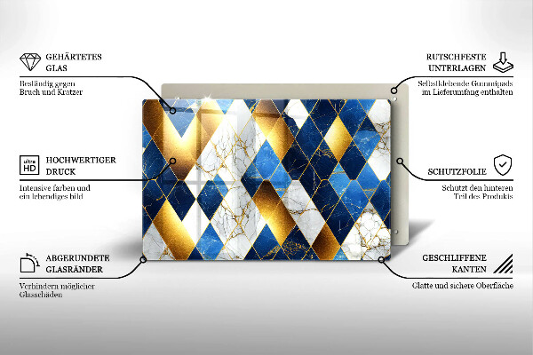 Tabla de cortar de vidrio Rombos de mármol dorado