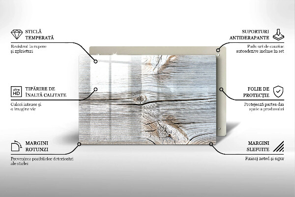 Tabla de cortar de vidrio Estructura de madera brillante