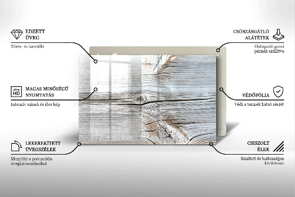Tabla de cortar de vidrio Estructura de madera brillante