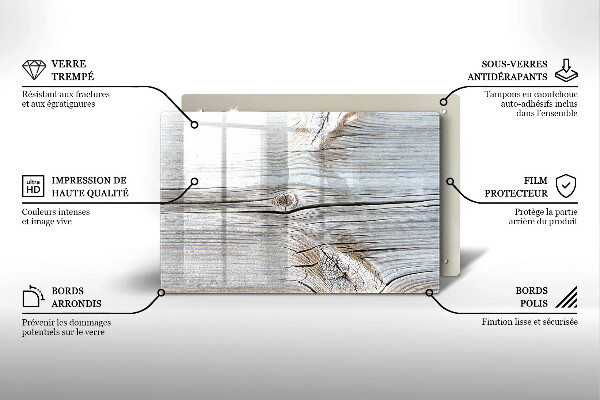 Tabla de cortar de vidrio Estructura de madera brillante
