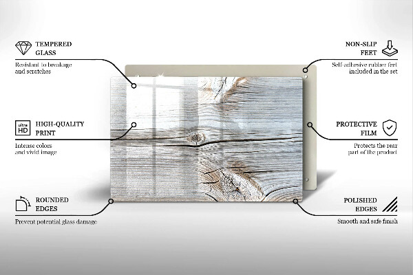 Tabla de cortar de vidrio Estructura de madera brillante