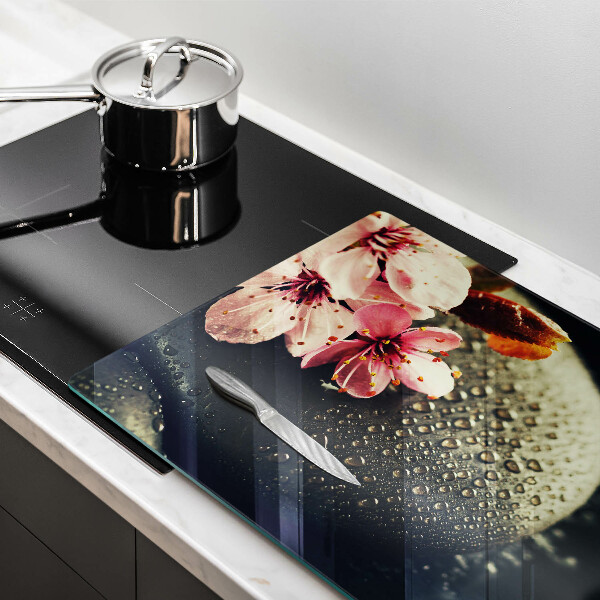 Tabla de cortar de vidrio Flores piedras zen