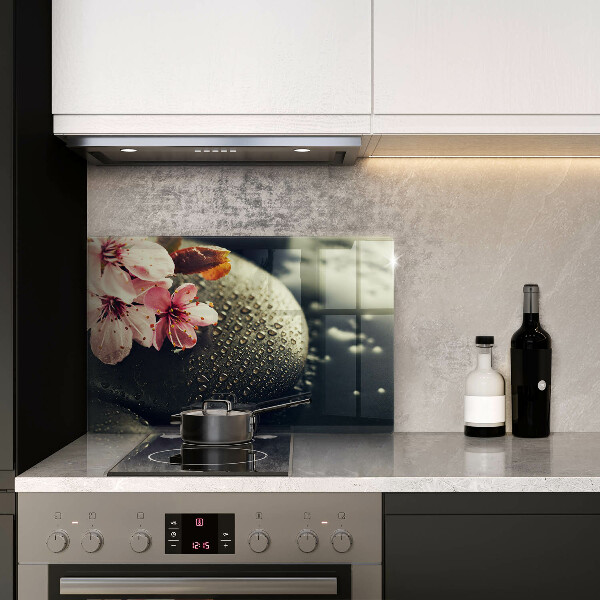 Tabla de cortar de vidrio Flores piedras zen