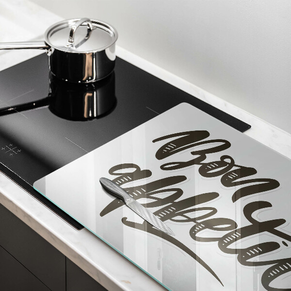 Tabla de cortar de vidrio Inscripción bon appetit