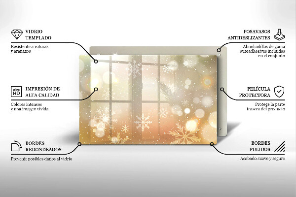 Tabla de cortar de vidrio Copos de nieve