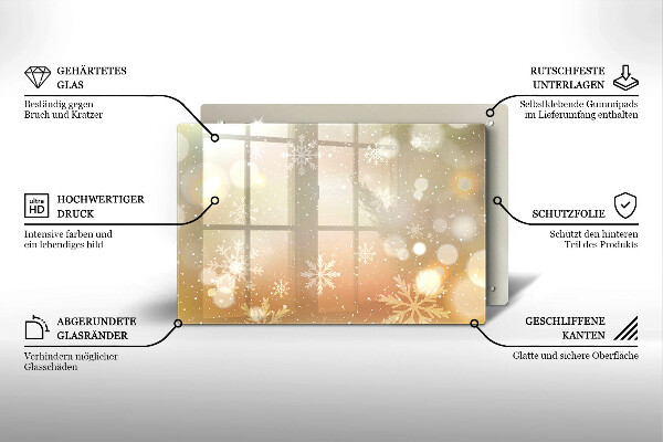 Tabla de cortar de vidrio Copos de nieve
