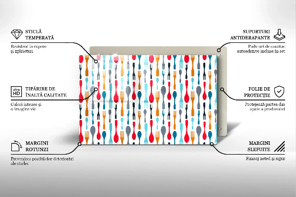 Tabla de cortar de vidrio Ilustración de cuchara