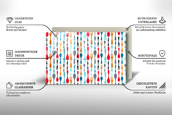 Tabla de cortar de vidrio Ilustración de cuchara
