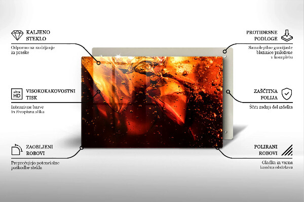 Tabla de cortar de vidrio Bebida de cola con hielo