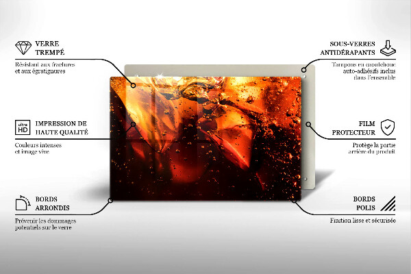 Tabla de cortar de vidrio Bebida de cola con hielo