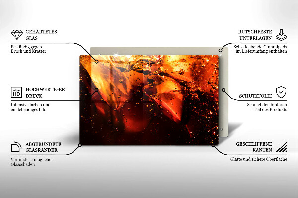 Tabla de cortar de vidrio Bebida de cola con hielo
