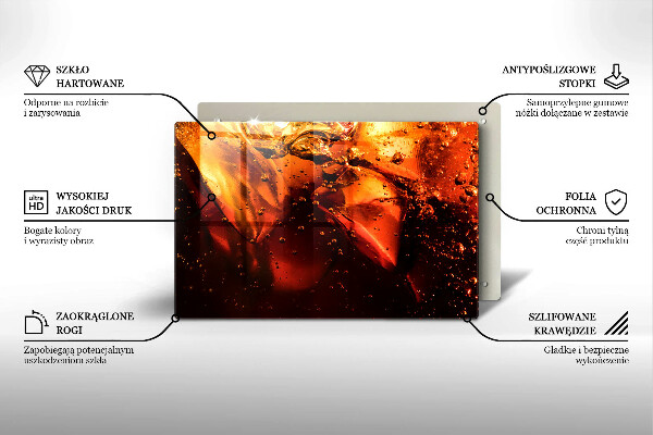 Tabla de cortar de vidrio Bebida de cola con hielo